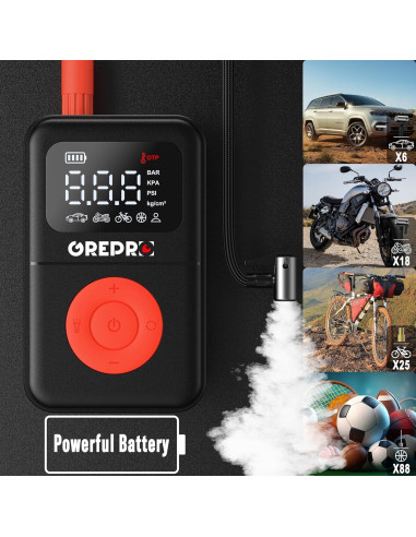 Compresor de Aire Portátil GREPRO GP1533 160 PSI con Luz LED