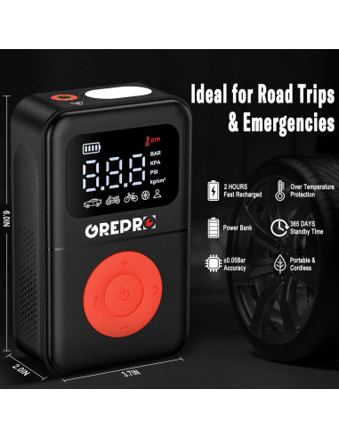 Compresor de Aire Portátil GREPRO GP1533 160 PSI con Luz LED