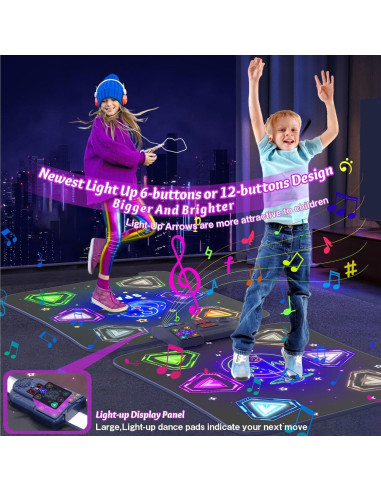 Alfombra de Baile ANNKIE 12 Botones Iluminados para Niños