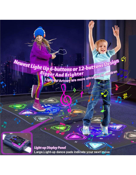 Alfombra de Baile ANNKIE 12 Botones Iluminados para Niños