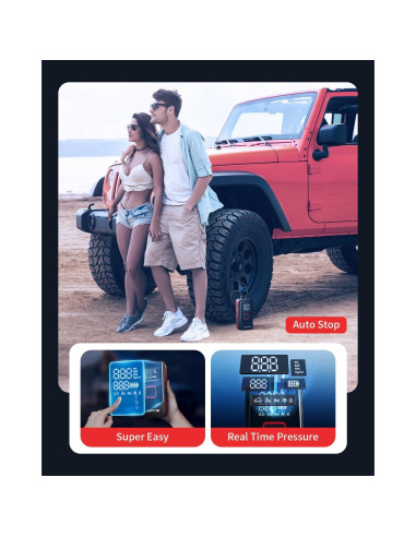 LASFIT TK1 Inflador de Neumáticos Portátil 12V 50LPM