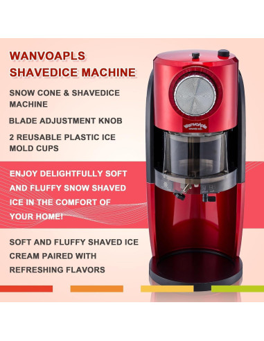 Máquina de Hielo Raspado Wanvoapls Rojo 2 Moldes Reutilizables