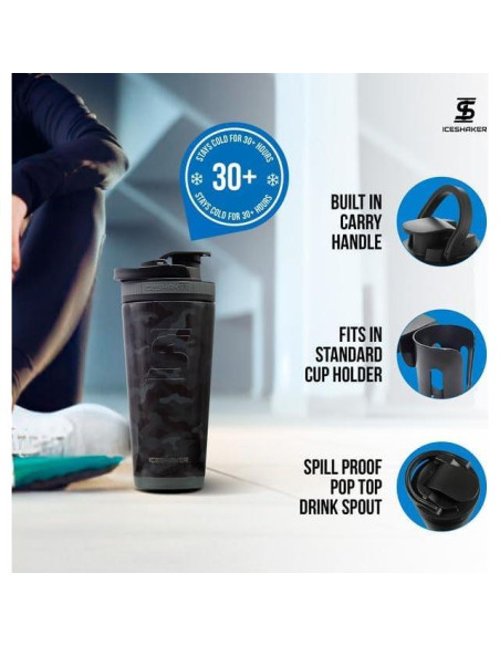 Botella Agitadora Acero Inoxidable Ice Shaker 737ml Camuflaje