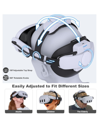 Correa de Cabeza Kawaye para Meta Quest 3/2 con Batería 7500mAh