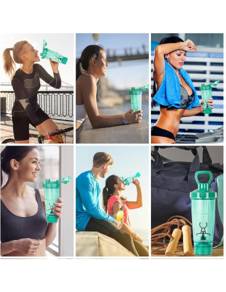 Botella Mezcladora Eléctrica TOOFEEL 590 ml Verde Claro