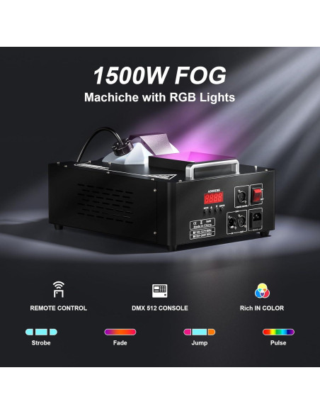 Máquina de Niebla 1500W con 24 Luces LED RGB DMX