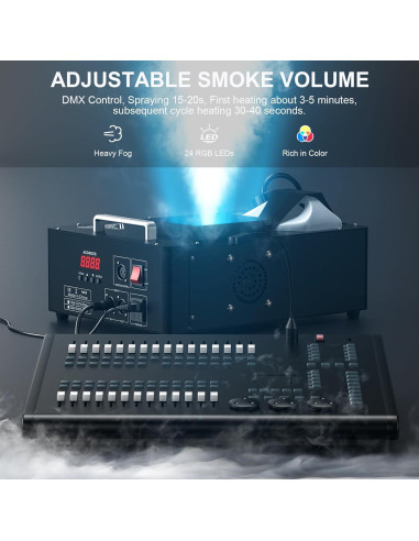 Máquina de Niebla 1500W con 24 Luces LED RGB DMX