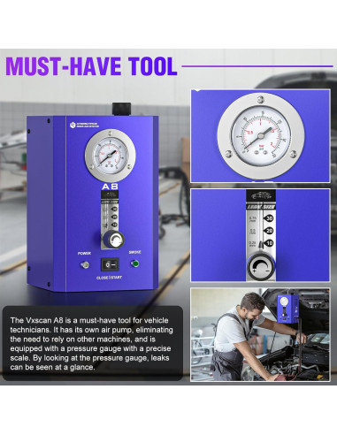 Detector de Fugas de Humo VXSCAN SO736 12V con Manómetro