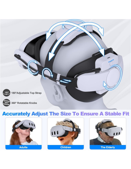 Kawaye Correa de Cabeza con Batería 15000mAh para Meta Quest 3