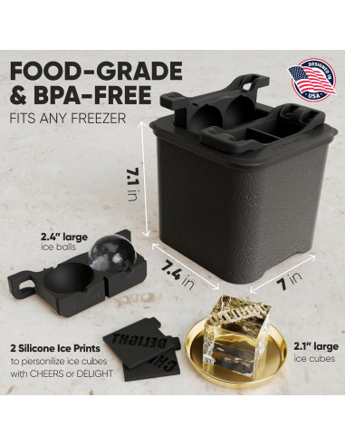 Molde para Hielo Berlinzo 2 Esferas y 2 Cubos Cristalinos