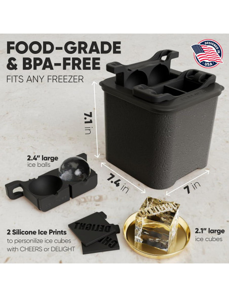 Molde para Hielo Berlinzo 2 Esferas y 2 Cubos Cristalinos