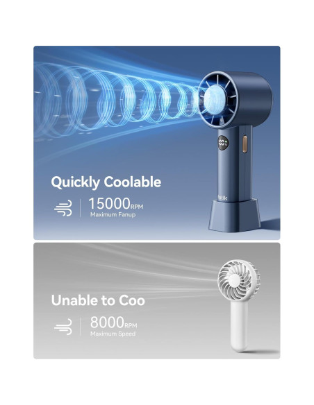 Ventilador Portátil Fetik Mini USB Recargable 3600mAh Azul