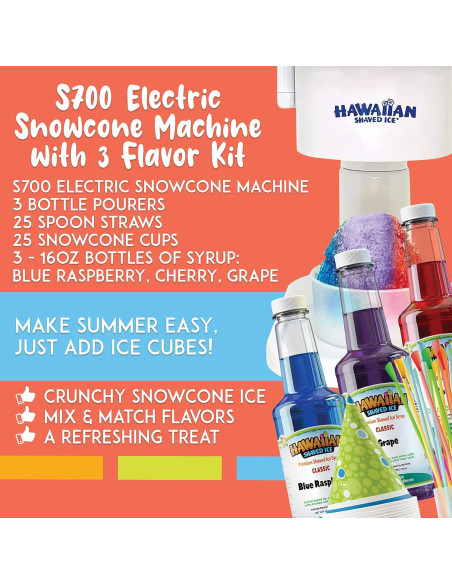 Máquina de Nieve Raspada Hawaiian S700 con 3 Sabores