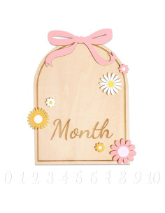 Tarjeta de Hitos Mensuales para Bebés de Madera - 11 Números