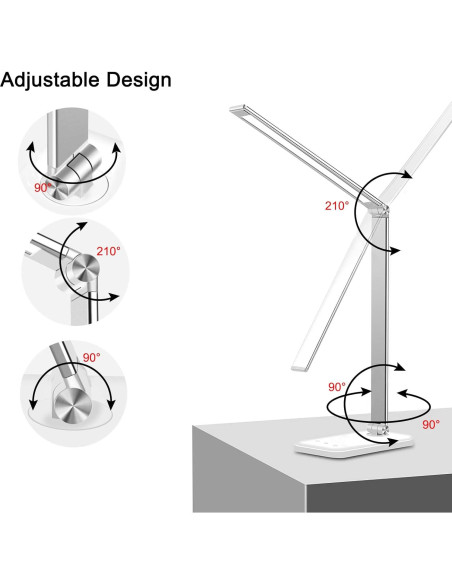 Lámpara de Escritorio LED AFROG 8W 5 Modos y Carga USB