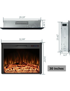 Insertos de chimenea eléctrica RODALFLAME 74.93 cm 750/1500W 2