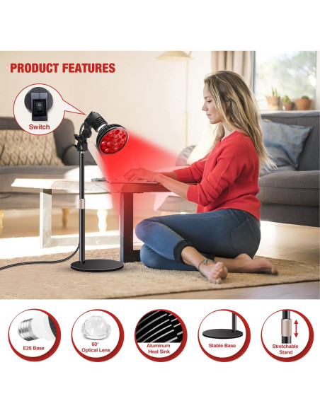 Lámpara de Terapia de Luz Roja Aumtrly 41.9 cm Ajustable Lámpara de Terapia de Luz Roja Aumtrly 41.9 cm Ajustable
