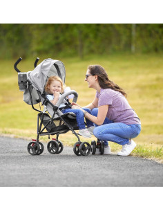 Carrito de bebé Dream On Me Vista Gris Claro, ligero y compacto 2