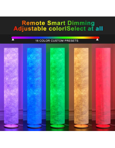 Lámpara de Pie LED YIEONSHION 130 cm RGB Regulable Control Remoto 2