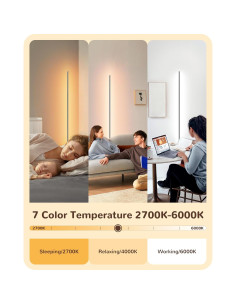 Lámpara de Pie LED EDISHINE 57.5" Regulable Plata 2