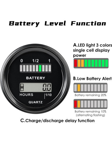Medidor de Batería NInE-ROnG RL-BI011 LCD 12-48V Impermeable
