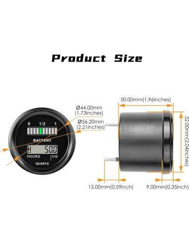 Medidor de Batería NInE-ROnG RL-BI011 LCD 12-48V Impermeable