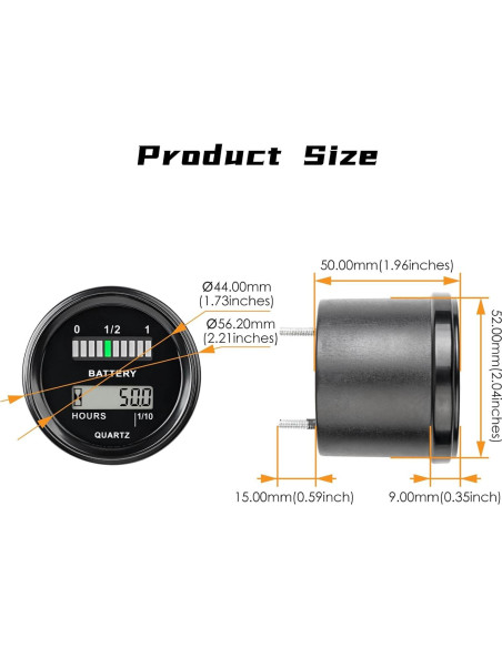 Medidor de Batería NInE-ROnG RL-BI011 LCD 12-48V Impermeable