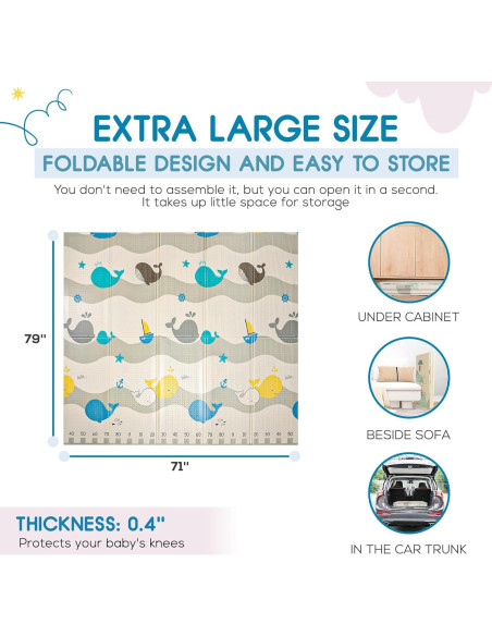 Alfombra de Juego Extra Grande MH-0001 Ballenas 200x180 cm