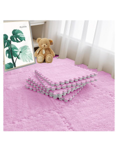Alfombrillas Interconectables JADERLU 16pcs Rosa 30x30cm