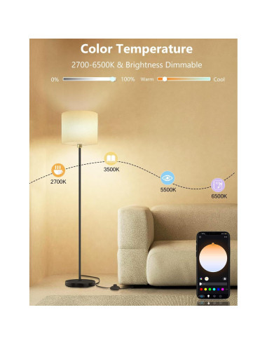 Lámpara de pie inteligente YHW DBZ-SPL9W con control remoto