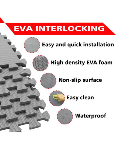 Alfombra de Juego meiqicool 18 Piezas EVA Gris 172x87cm