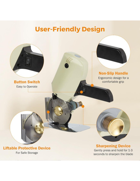 Cortadora de Tela Eléctrica BEAMNOVA 10.16 cm con Rodillo
