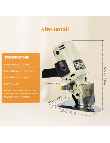 Cortadora de Tela Eléctrica BEAMNOVA 10.16 cm con Rodillo