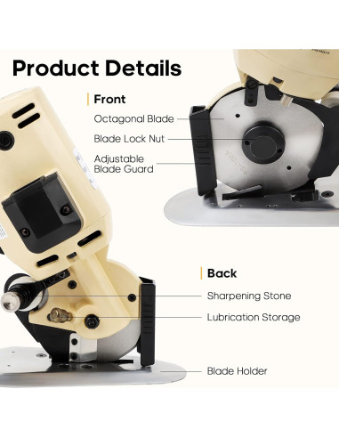 Cortador de tela eléctrico GPOAS 4" con afilador automático