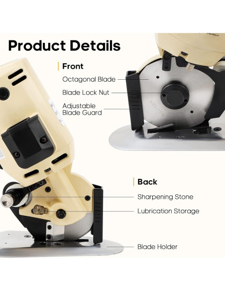 Cortador de tela eléctrico GPOAS 4" con afilador automático