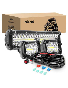 Conjunto de Barra de Luz LED Nilight 30W 12" y 2x 4"