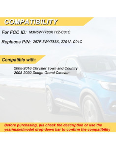 Llavero Reemplazo Dodge Grand Caravan 2008-2020 2 Piezas 2