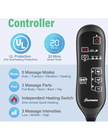 Masajeador de Espalda SLOTHMORE con Calor y Vibración