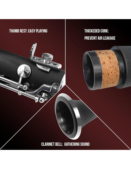 Clarinete Bb Soulmate Negro 17 Teclas Kit Completo