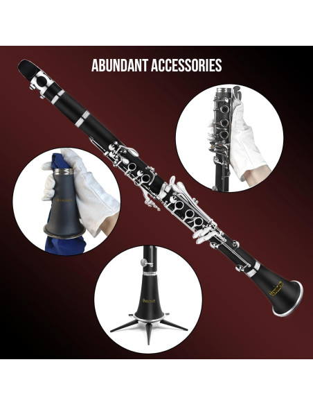 Clarinete Bb Soulmate Negro 17 Teclas Kit Completo