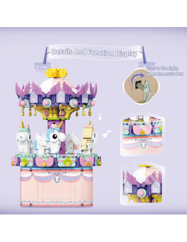 Caja de Música Carrusel DIY DOUBLEEAGLE 874 Piezas 18,5 cm