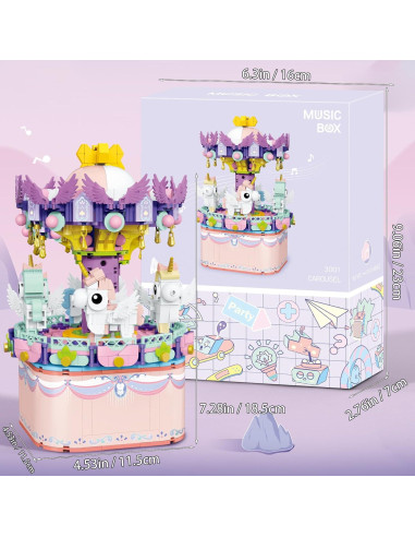 Caja de Música Carrusel DIY DOUBLEEAGLE 874 Piezas 18,5 cm