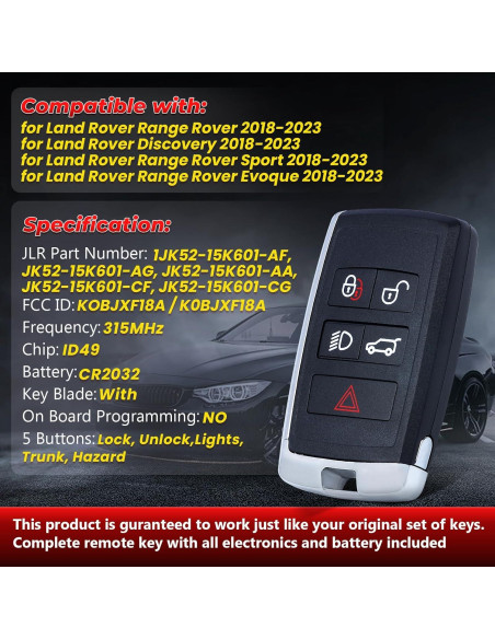 Llave Remota Inteligente 5 Botones para Land Rover 2018-2023