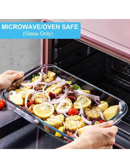 Set de 4 bandejas de vidrio KOMUEE con tapas 3.2L gris Set de 4 bandejas de vidrio KOMUEE con tapas 3.2L gris