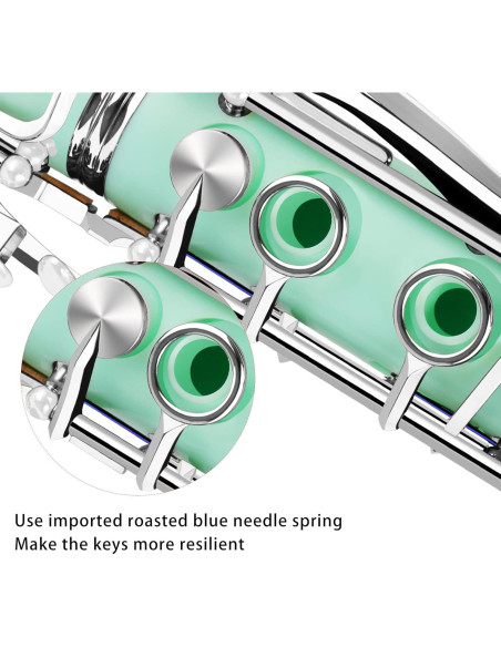 Clarinete Bb Sostenido EastRock Verde 17 Teclas con Funda