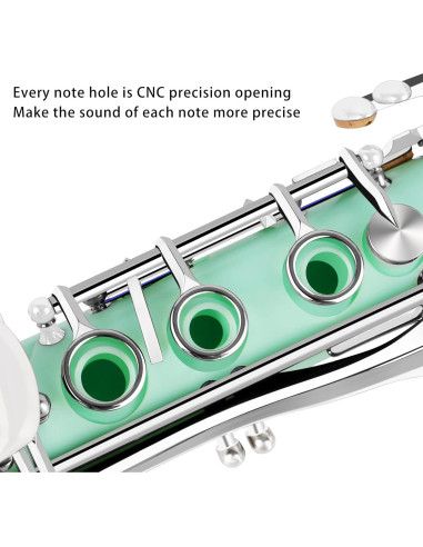 Clarinete Bb Sostenido EastRock Verde 17 Teclas con Funda