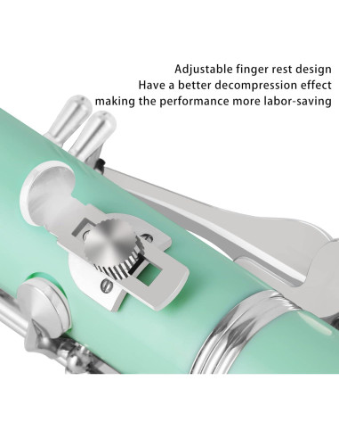 Clarinete Bb Sostenido EastRock Verde 17 Teclas con Funda