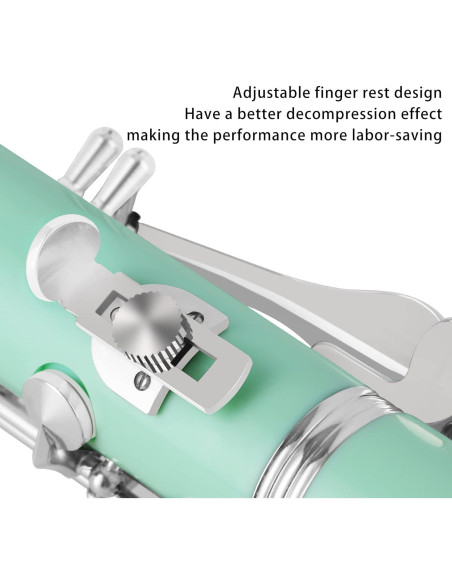 Clarinete Bb Sostenido EastRock Verde 17 Teclas con Funda