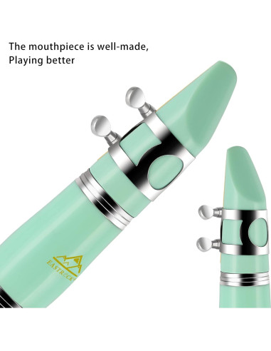 Clarinete Bb Sostenido EastRock Verde 17 Teclas con Funda