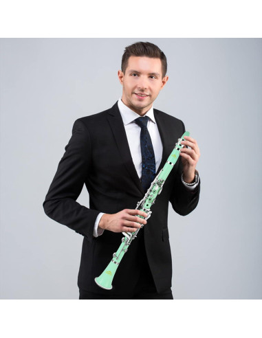 Clarinete Bb Sostenido EastRock Verde 17 Teclas con Funda